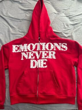 Emotions Never Die Red Zip-Up Hoodie